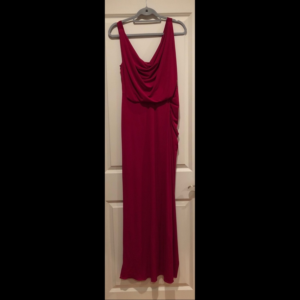 Floor length cowl neck dress